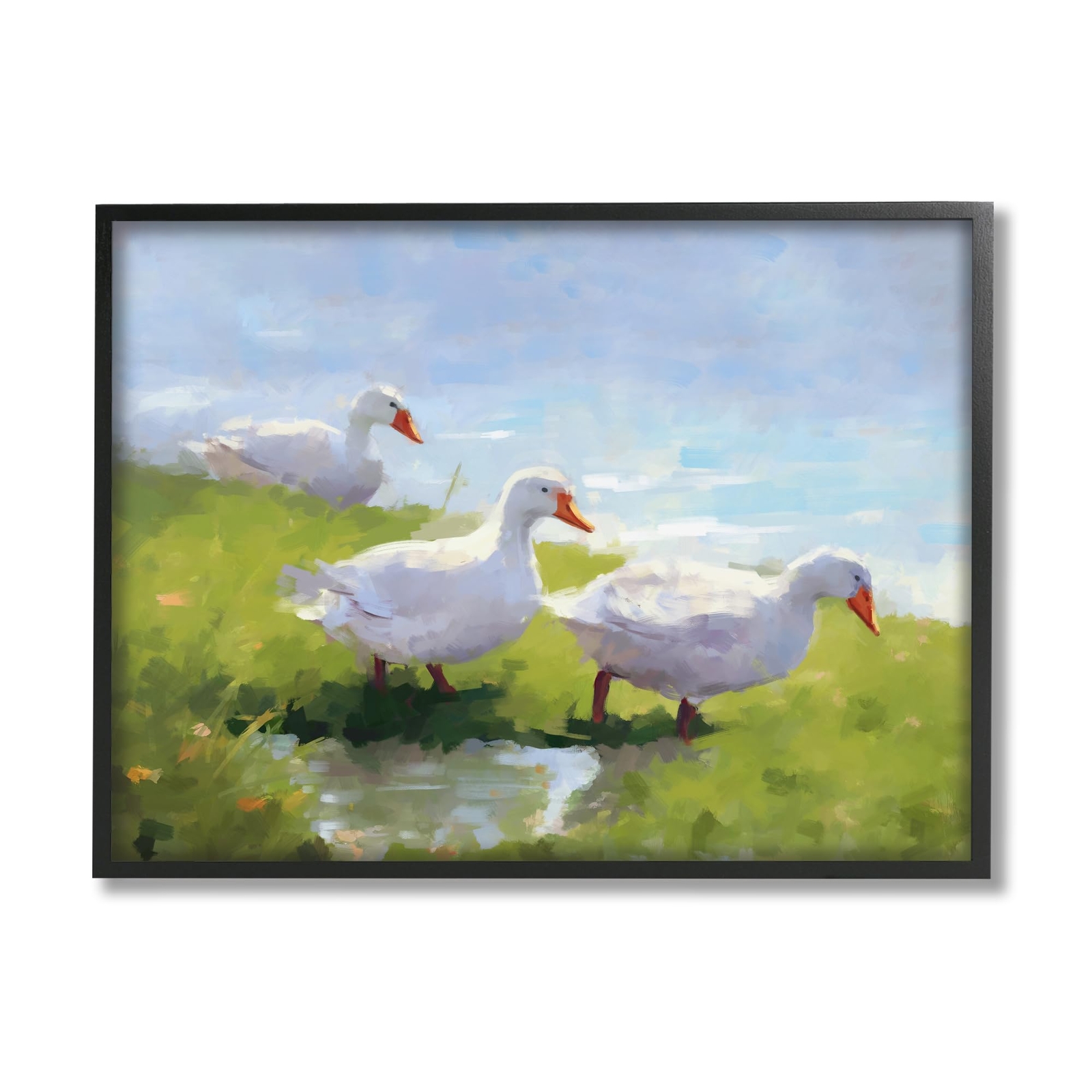 Three Ducks Landscape Framed Giclee Art by Ziwei Li for Modern Decor