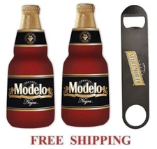 MODELO NEGRA 2 ZIP UP BOTTLE KOOZIE COOLER & 1 STAINLESS STEEL OPENER CORONA NEW