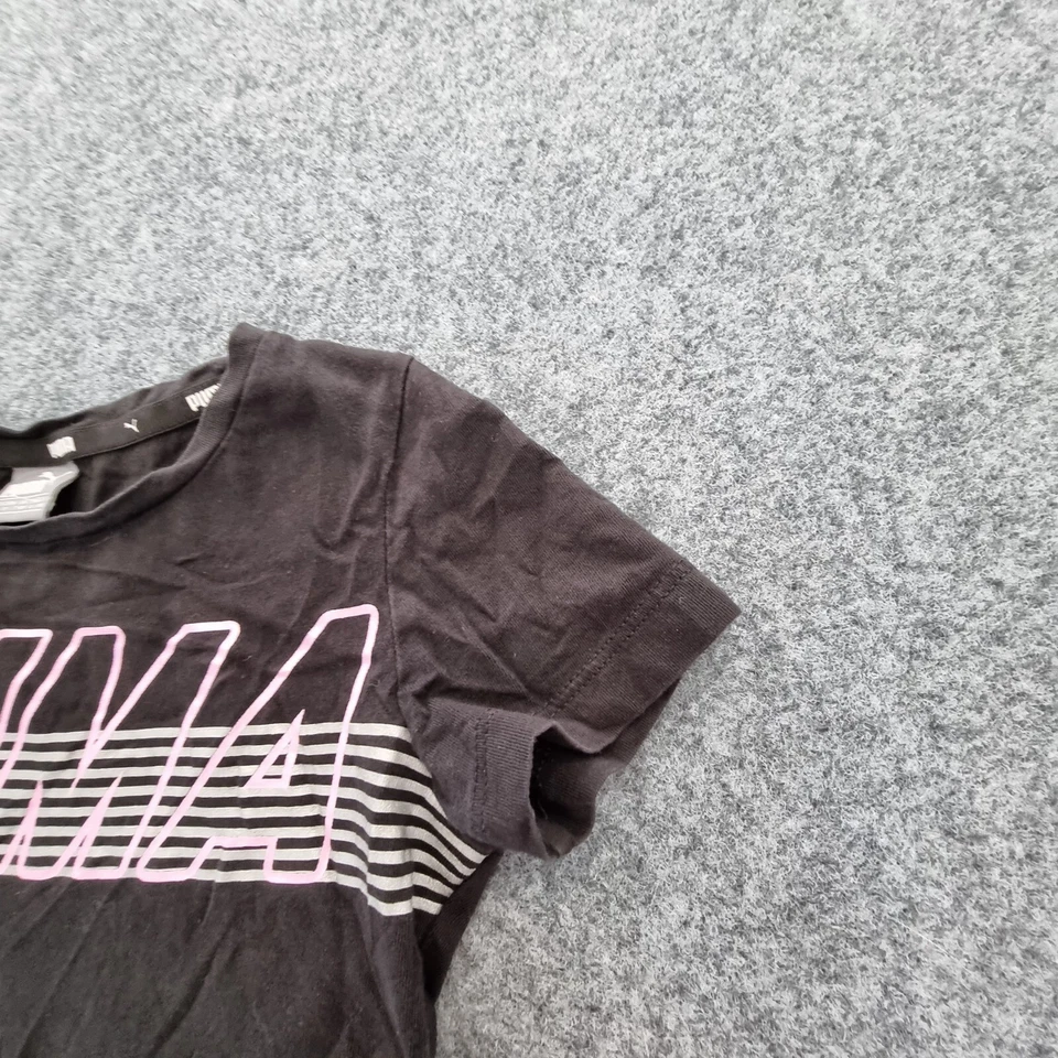 PUMA shirt kids SMALL black activewear T Shirt sports gym modern girl Size S - Image 4 of 4