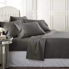 Danjor Linens California King 6 PC Sheet Set Including 4 Pillowcases Gray NWT