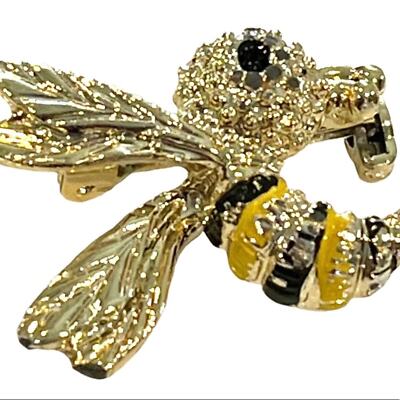 American Vintage GERRYS BEE PIN BROOCH Insect Wasp Hornet Gold 1  Signed