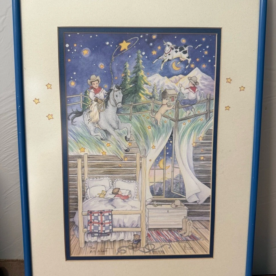 Детская комната Kristen Reinhart в матовой рамке корова прыжки через луну ковбой лассо - Изображение 2 из 4