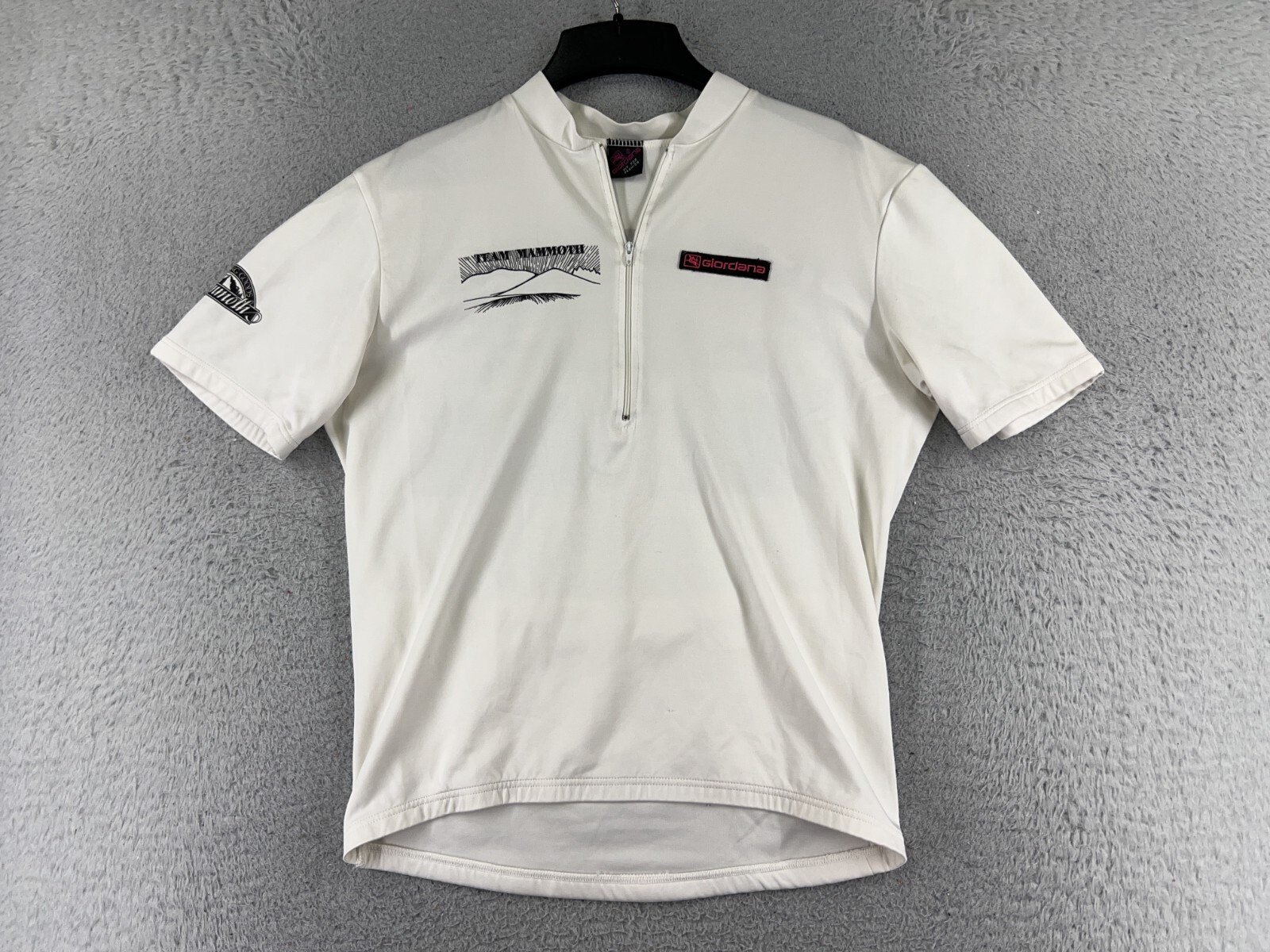 Camiseta de Ciclismo Giordana DE COLECCIÓN Adulto Grande Blanca Equipo Mammoth California Algodón