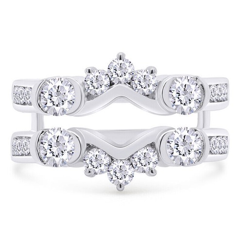 1.11ct Natural Round Diamond Enhancer Guard Wrap Band Ring 14K Solid Gold - Picture 2 of 9