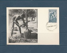 Etc carte maximum A.O.F. Dahomey égreneur de palmiste 1952  pub Ionyl