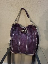 Gianni Versace Large Shoulder Burgundy Studded Leather Handbag. Cond.is V.Gd