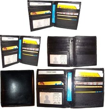 Lot of 5 Men's Leather Hipster Wallet Billfold case Bifold zip coin purse Br new