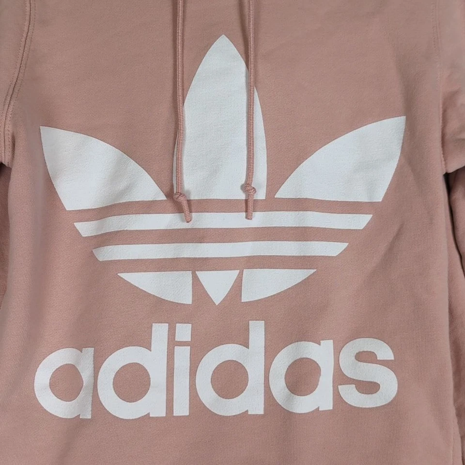 Adidas Women's Pink & White Logo Hooded Sweatshirt Size S - Image 2 of 4