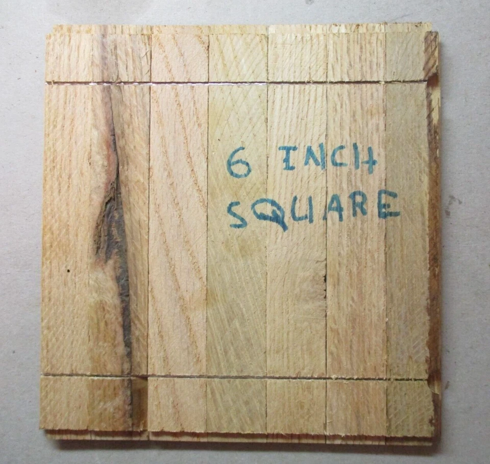 (1) Azulejo Color 6"x6" EE. UU. 1970 Miel Rústico Roble Madera Encerada Parquet 7 Tiras de Dedos Foto 4 de 4