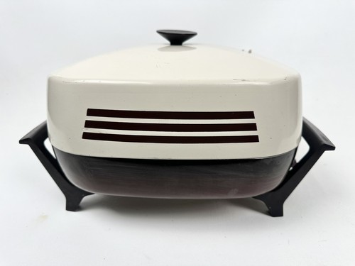 Vintage West Bend 12” Electric Skillet No. 1440 Square Lid USA Made Works Great