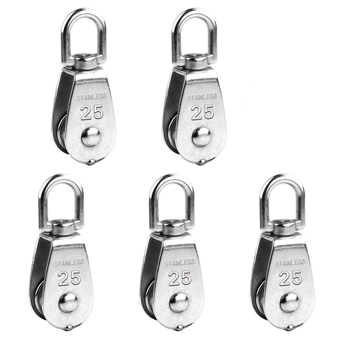 Poulie pour cable de levage STARVAST en acier inoxydable bloc de poulie simple lot de 5