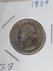 1939 Washington Quarter Silver 25 Cent Coin Ungraded Circulated
