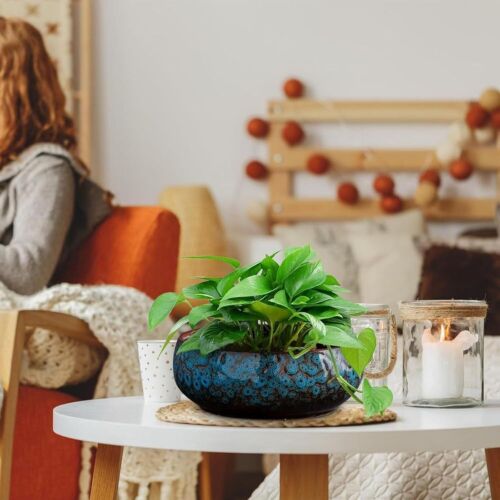 Ceramic Lotus Planter Bowl, Waterproof Hydroponic Pot, Fish Tank Décor - Picture 4 of 17
