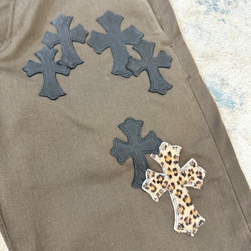Jeans Chrome Hearts Cheetah Cross Patch in marrone prezzo consigliato £ 10000 * - Foto 10 di 24