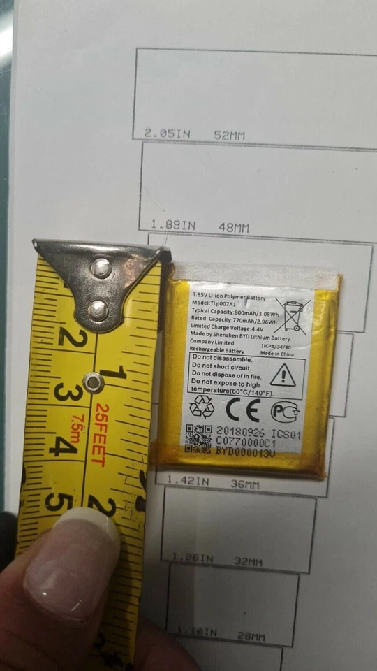 Battery TLp007A1 for Verizon Alcatel Palm PVG100 770mAh 4.4V Replacement OEM - Image 4 of 4