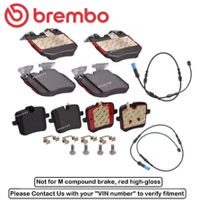 Front & Rear Brake Pad Set OE Brembo Ceramic +Sensor for BMW X5 M Base