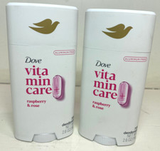 Lot of 2 Dove Vitamin Care Raspberry  Rose 72h Aluminum Free Deodorant 2.6 oz