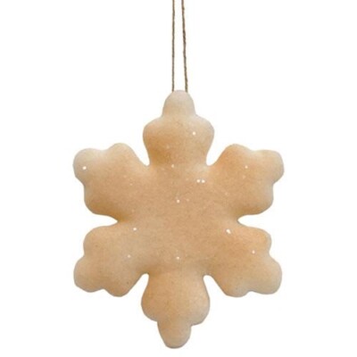 SET of 6-Glitter Snowflake-3'' Felt Ornament-Sparkle-Country Primitive-Aged Look