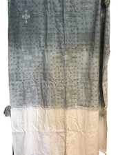 Bohemian Bed Scarf 24" x 84" Beaded Cream Gray Ombre Global Caravan