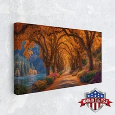 Riverbend in Fall Canvas Print for Home Decor, Autumn Wall Decor Art Poster