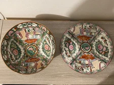 Qing Dynasty ? Chinese Rose Medallion Porcelain Plate and bowl