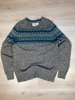 Vintage Pullover Strick Muster und Streifen mehrfarbig XXL Baumwolle