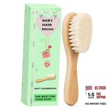 Baby Hair Brush, Wooden Goat Bristles Hair Brush for Newborns Toddlers, 1PCS