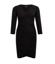 Torrid Ruched Bodycon Dress Black Size 00/M Retro Lounge 90s Club Minimalist