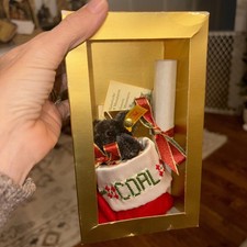 NIB Steiff Mohair Coal Bear in Christmas Stocking Tree Holiday Ornament 030567