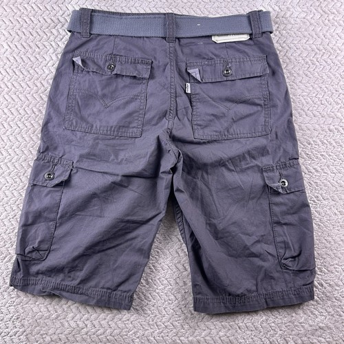 Levis Shorts Boys 16 W28 Gray Cargo Pocket White Tab Casual Kids With Belt NWT - Picture 3 of 14