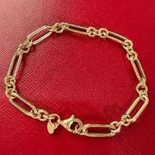 14K Yellow Gold Plated Paperclip Link Bracelet Women's Chain Bracelet Lobster