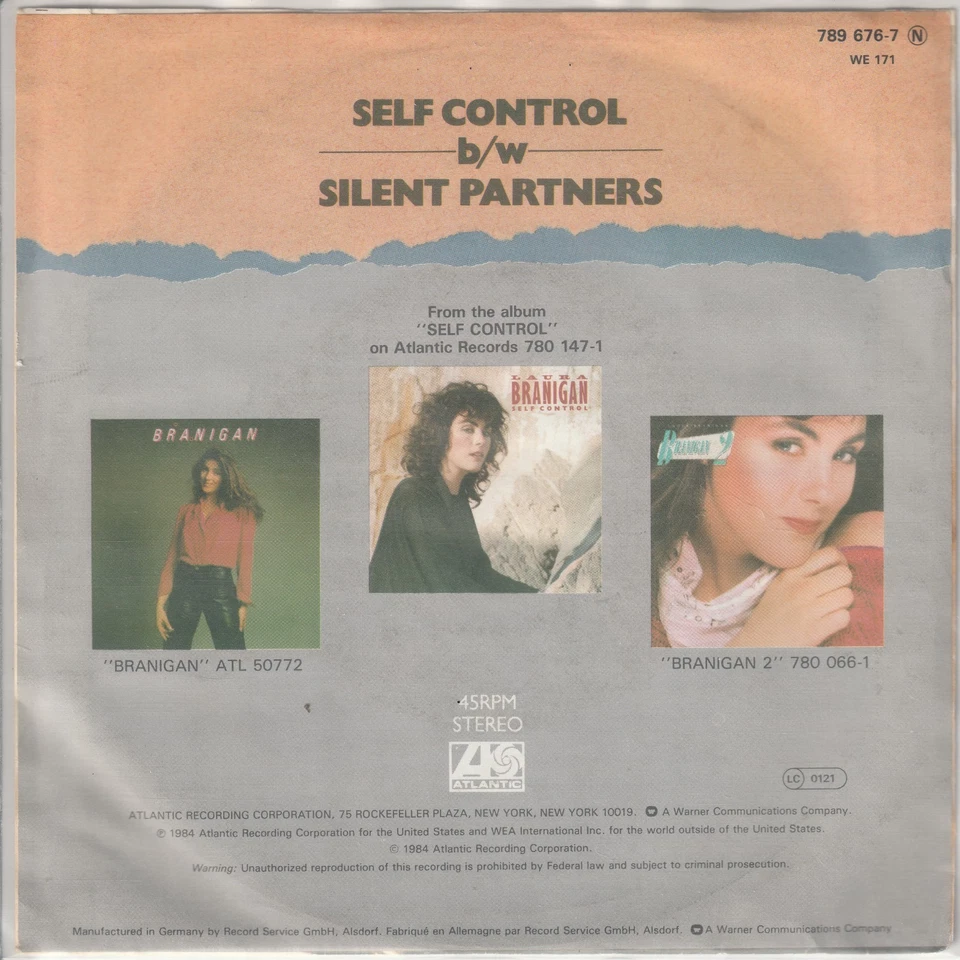 Laura Branigan – Self Control – Silent Partners –Atlantic 789 676-7 - ©1984 – 7“ - Bild 2 von 2