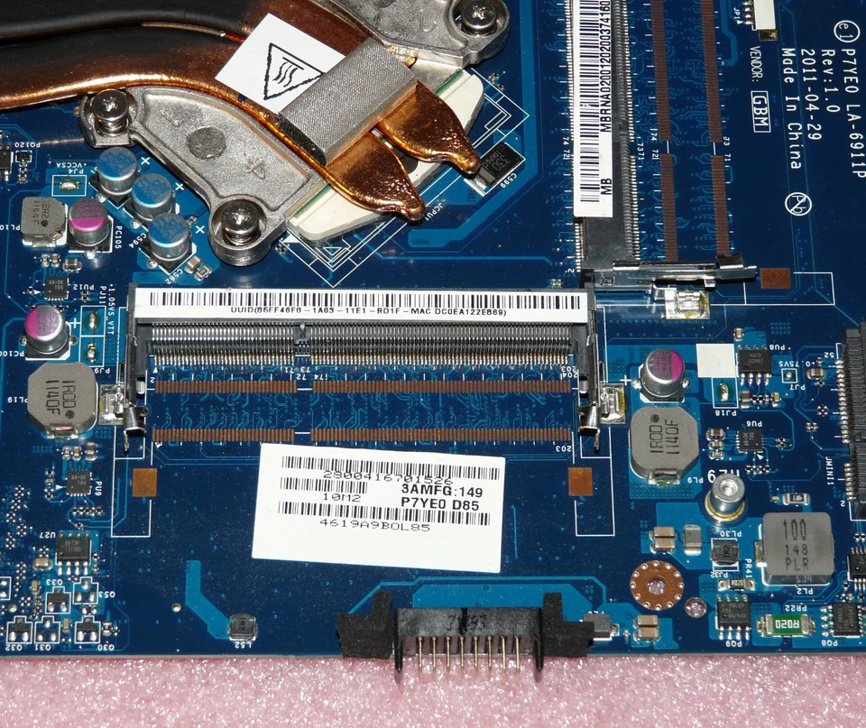 ACER ASPIRE 7750G Mainboard P7YE0 LA-6911P Rev:1.0 Intel i5-2450M / AMD HD 6850M - Bild 2 von 4