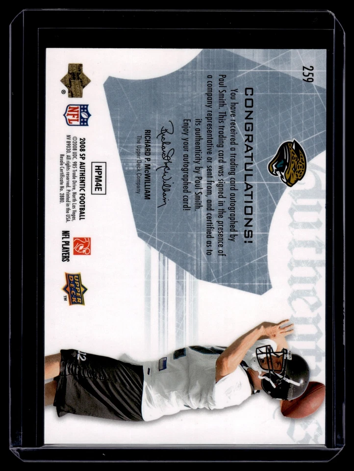 Paul Smith 2008 SP Authentic Rookie Autograph Auto Card /399 #259 - Image 2 of 2