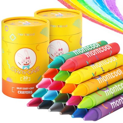 2 Pack Jumbo Crayons Set (40 Pieces, 20 Colors), Washable Non Toxic Easy to H...