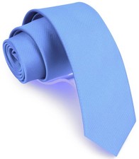 GUSLESON 2.4" 6cm Solid Color Slim Tie Skinny Necktie for Men Blue