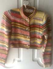 EUC Child's 100% Multi-Color Knit Blend Cardigan Sweater Size 7/8