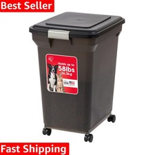 58 Lbs / 67 Qt WeatherPro Airtight Pet Food Storage Container with Attachable...