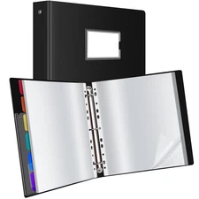 50-Pocket Binder with Plastic Sleeves Letter A4 Document Organizer for Paper