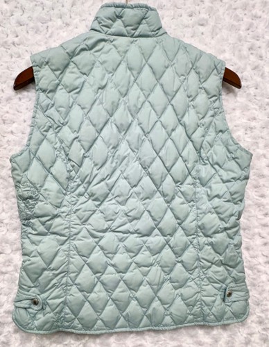 Eddie Bauer Premium Gänsedaunen gefütterte Weste blau Gr. M Medium gesteppt bestickt - Bild 2 von 9