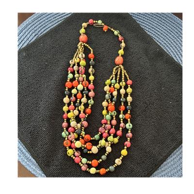 Ecuadorian Multicolor Beaded Multistrand Necklace Fashion Jewelry Hook Closure