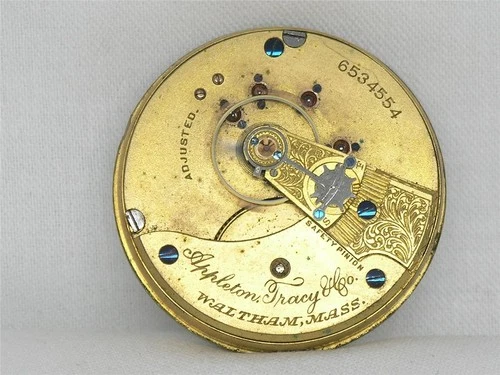 ANTIQUE 18S WALTHAM APPLETON TRACY FROSTED GILT 15 JEWEL 1883 POCKET WATCH