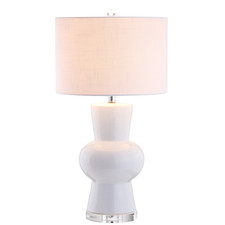 Jonathan Y 28.5 White Ceramic Table Lamp For Living Room Bedroom Nightstand