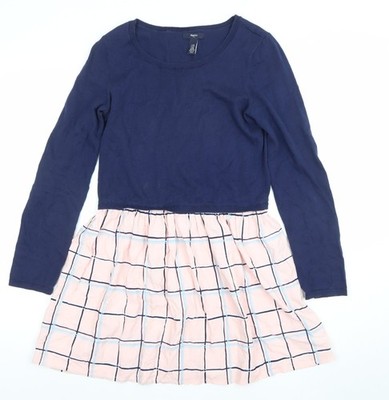 Gap Kids Teens mehrfarbiges Fit & Flare Kleid 13 Jahre Langarm Baumwolle Viskose