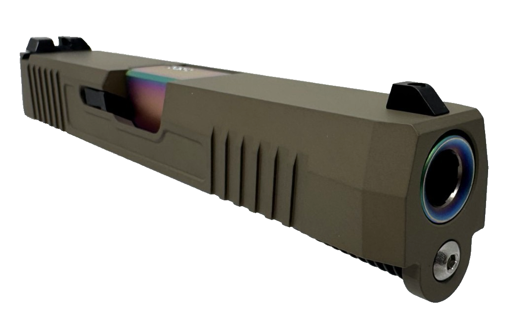 PSA DAGGER 9mm Complete Slide, DLC FDE, TiN Rainbow Barrel Day