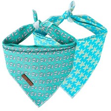 Summer Dog Bandanas 2 Pack Washable Triangle Bibs Scarves Adjustable Holiday ...