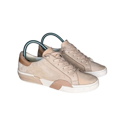 Dolce Vita Sneakers Size 7.5 Zina Court Leather Cream Tan Lace Up Everyday
