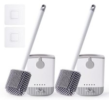 Silicone Toilet Bowl Brush with Ventilated Holder, Toilet Brush and 2 Pack