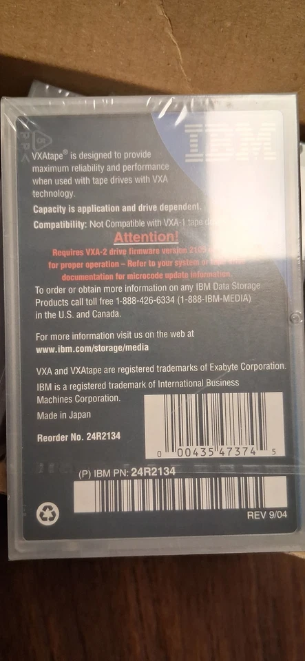IBM VXA Tape X6 Data Cartridge 62 Meters 20/40GB 24R2134 ** Brand New ** x10 - Image 2 of 4