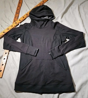 Lululemon Hoodie Womens Size 6 Black Funnel Neck Scuba Preformance Active 